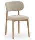 Silla de comedor de roble natural y chenilla beige estilo nórdico