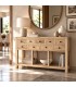 Consola colonial de madera natural con tiradores metálicos negros. Mdmhogar
