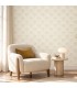 Rollo de papel pintado con hojas aguamarina y beige estilo art déco Mdmhogar