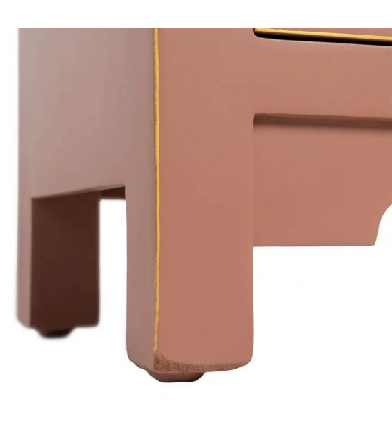 Mesita de noche de madera color moka con herrajes dorados oriental 5