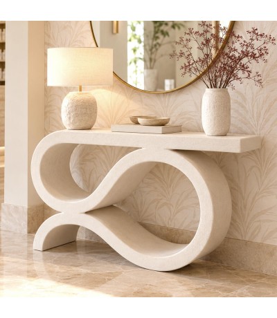 Consola de entrada en blanco roto mate de estilo ibicenco moderno Mdmhogar
