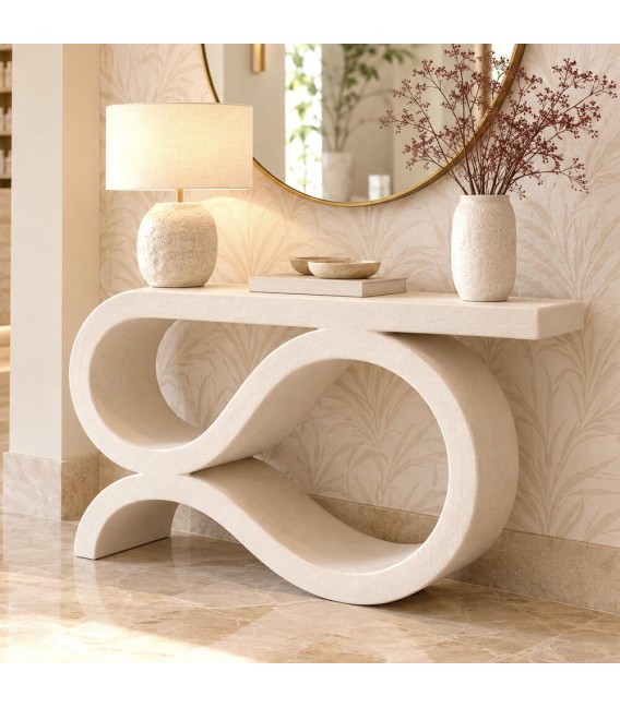 Consola de entrada en blanco roto mate de estilo ibicenco moderno Mdmhogar