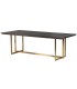 Mesa de comedor rectangular XL de fresno nogal oscuro y metal dorado