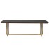 Mesa de comedor rectangular XL de fresno nogal oscuro y metal dorado 1
