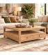 Mesa de centro cuadrada grande de madera maciza de mindi estilo boho Mdmhogar