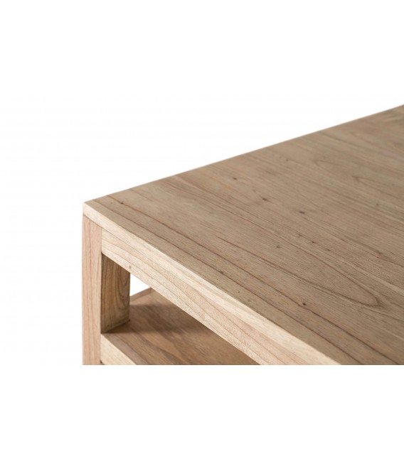 Mesa de centro cuadrada grande de madera maciza de mindi estilo boho 2