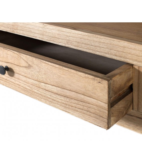 Mesa de centro cuadrada grande de madera maciza de mindi estilo boho 3