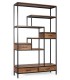 Estantería industrial de madera maciza de mango y metal negro