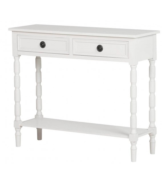 Consola de entrada pequeña blanca con cajones de estilo clásico