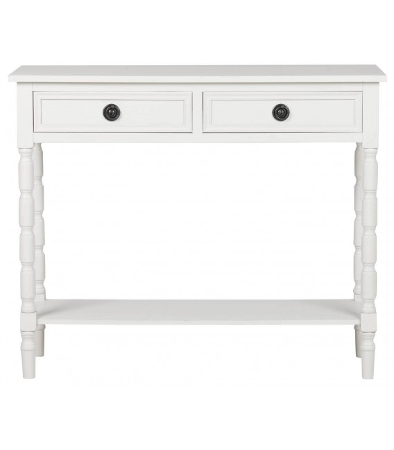 Consola de entrada pequeña blanca con cajones de estilo clásico 1
