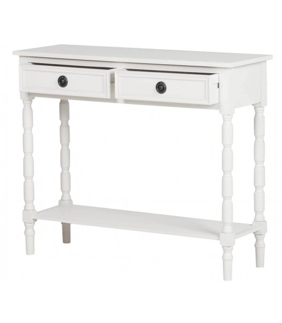 Consola de entrada pequeña blanca con cajones de estilo clásico 2