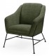 Butaca cómoda tapizada verde oliva y metal negro contemporánea