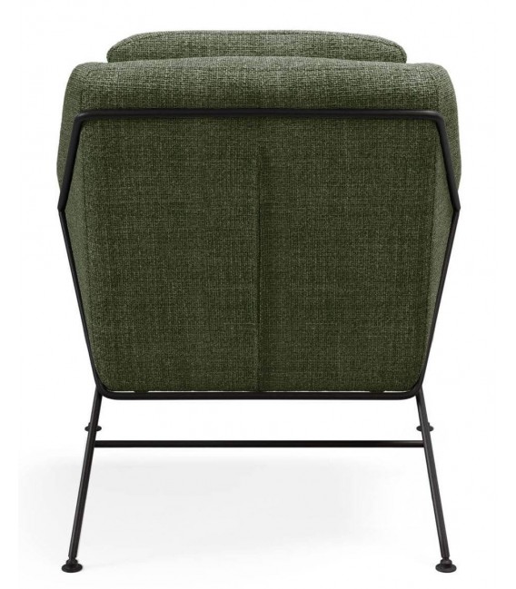 Butaca cómoda tapizada verde oliva y metal negro contemporánea 3