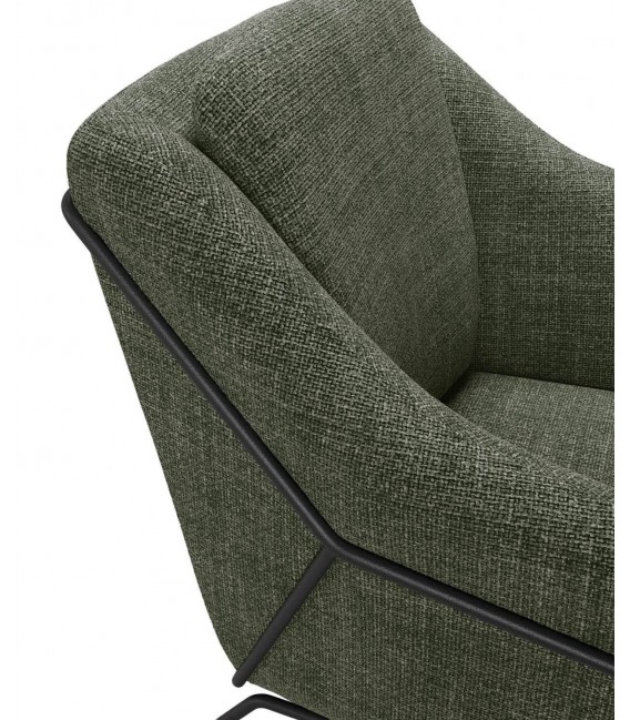 Butaca cómoda tapizada verde oliva y metal negro contemporánea 4