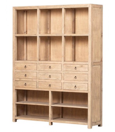 Estantería XXL madera maciza de olmo cajones natural estilo oriental