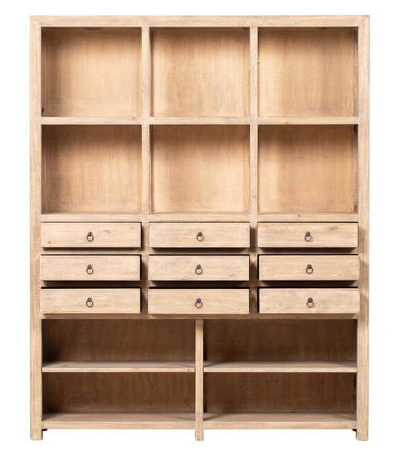 Estantería XXL madera maciza de olmo cajones natural estilo oriental 2
