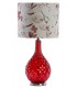 Lámpara de sobremesa alta cristal rojo pantalla estampada clasica
