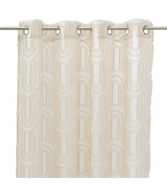 Set de 2 visillos bordados blanco y beige estilo vintage