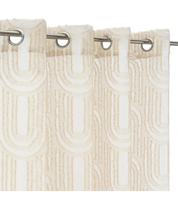 Set de 2 visillos bordados blanco y beige estilo vintage 2