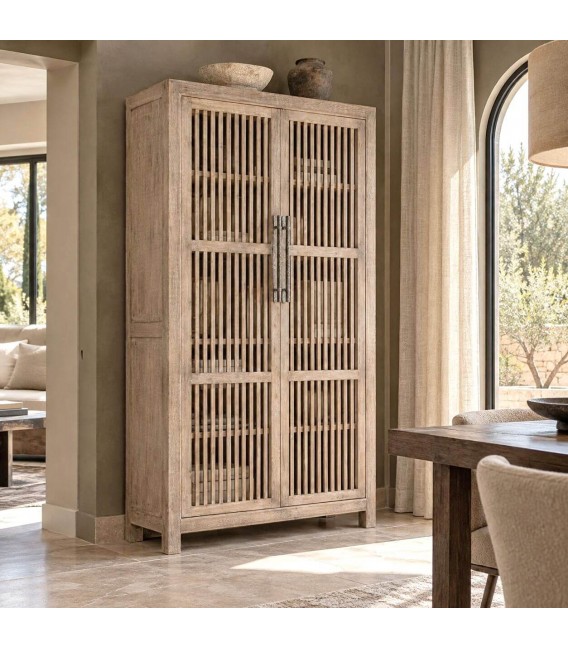 Armario alacena madera maciza de pino natural estilo boho Mdmhogar