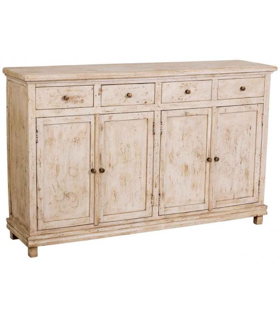 Aparador de madera maciza de mango beige decapado estilo boho 1