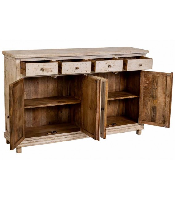 Aparador de madera maciza de mango beige decapado estilo boho 3
