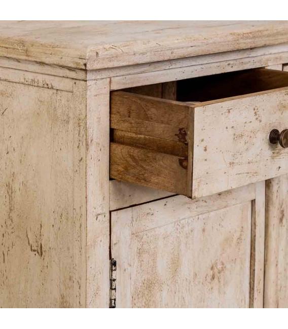 Aparador de madera maciza de mango beige decapado estilo boho 5