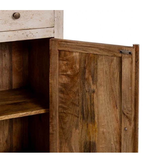 Aparador de madera maciza de mango beige decapado estilo boho 6