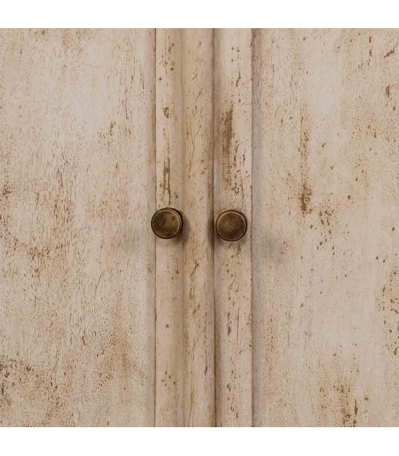 Aparador de madera maciza de mango beige decapado estilo boho 8