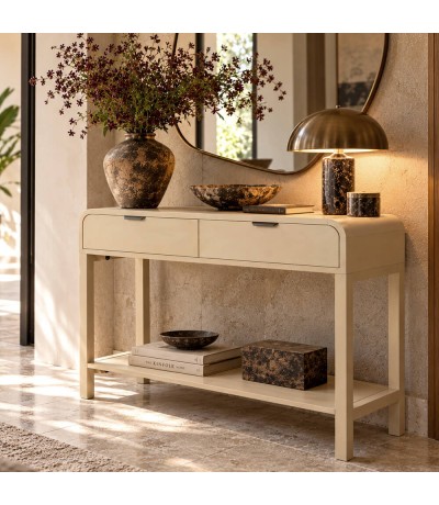 Consola de entrada de madera beige claro estilo contemporáneo Mdmhogar