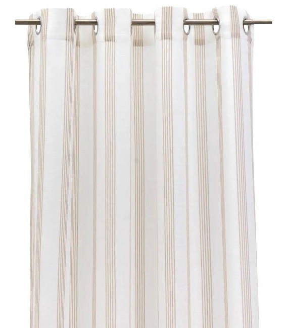 Set 2 visillos semitransparentes blancos rayas marrón para barra
