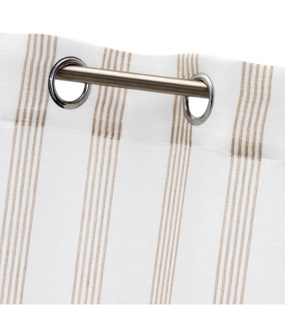 Set 2 visillos semitransparentes blancos rayas marrón para barra 1