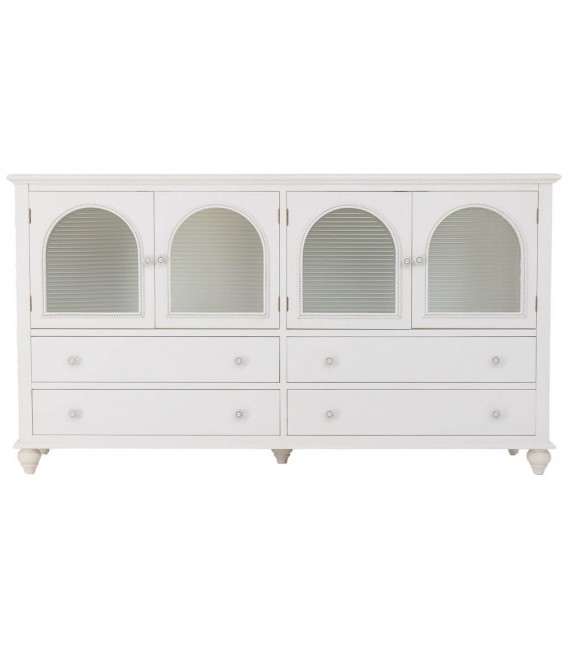 Aparador blanco lacado con puertas de cristal estilo romántico