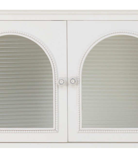 Aparador blanco lacado con puertas de cristal estilo romántico 3