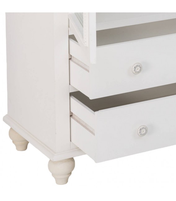 Aparador blanco lacado con puertas de cristal estilo romántico 1