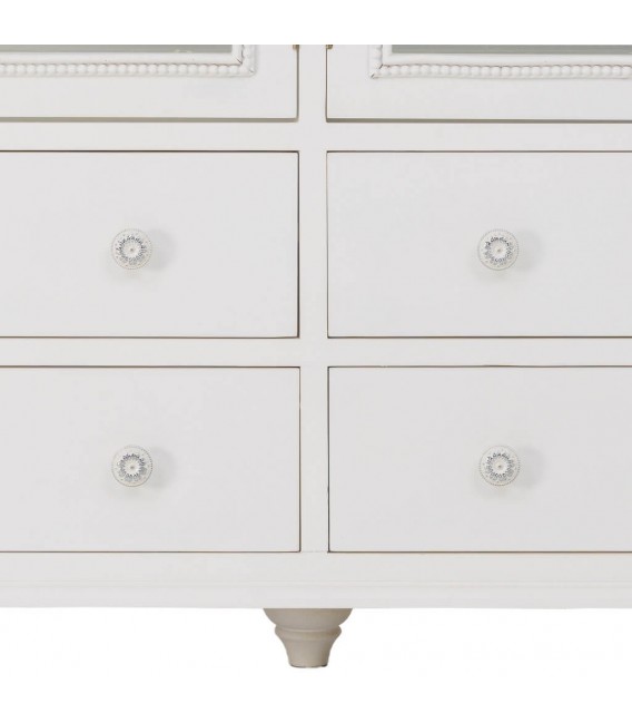 Aparador blanco lacado con puertas de cristal estilo romántico 4