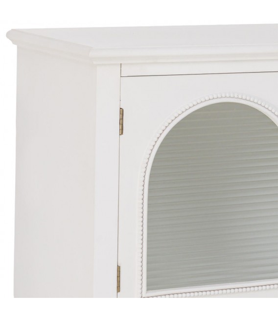 Aparador blanco lacado con puertas de cristal estilo romántico 5