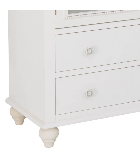 Aparador blanco lacado con puertas de cristal estilo romántico 6