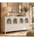 Aparador blanco lacado con puertas de cristal estilo romántico mdmhogar