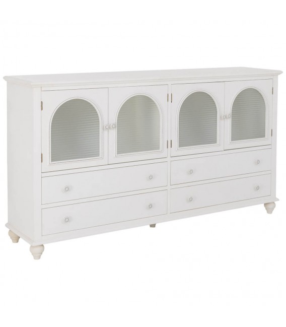 Aparador blanco lacado con puertas de cristal estilo romántico 8