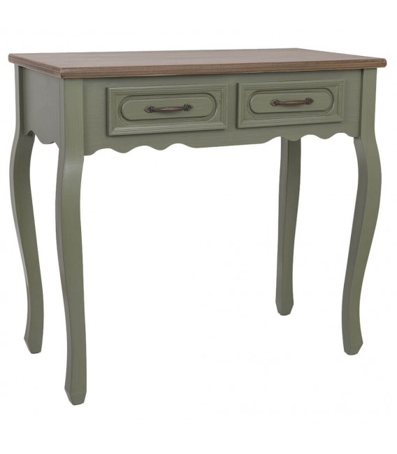 Consola de entrada pequeña verde oliva y nogal de estilo clásico 2