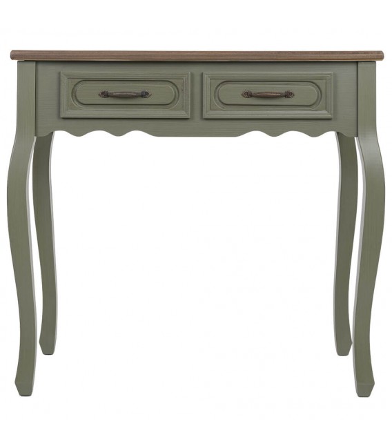 Consola de entrada pequeña verde oliva y nogal de estilo clásico 3