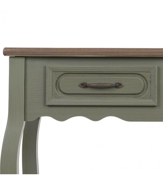 Consola de entrada pequeña verde oliva y nogal de estilo clásico 6