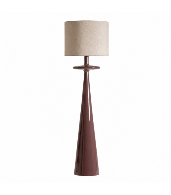Lámpara de pie alta nogal brillante con pantalla beige estilo clásico