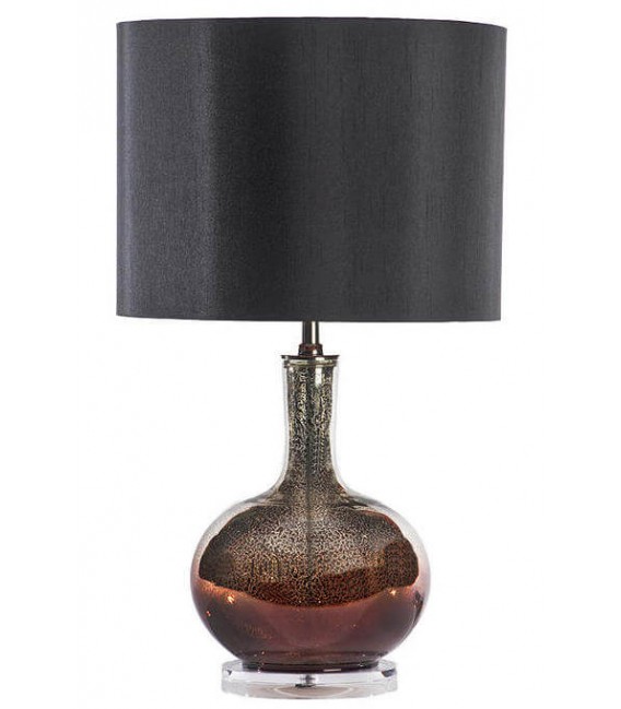 Lámpara de sobremesa alta de cristal ámbar y cobre contemporánea