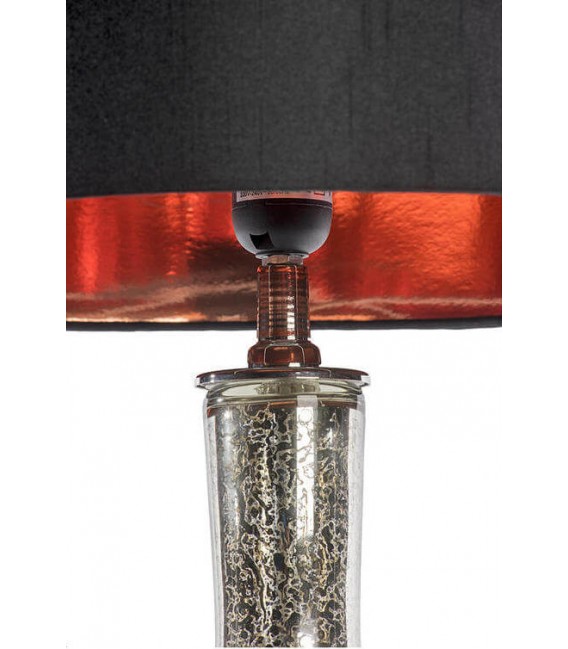 Lámpara de sobremesa alta de cristal ámbar y cobre contemporánea 1