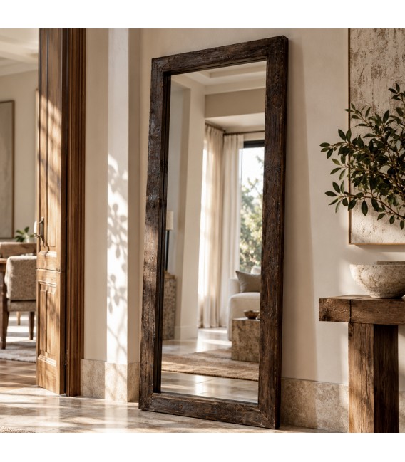 Espejo vestidor grande de madera nogal oscuro estilo rústico vintage mdmhogar