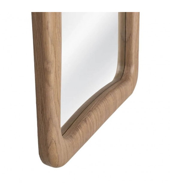 Espejo vestidor de madera natural con marco redondeado estilo boho 3