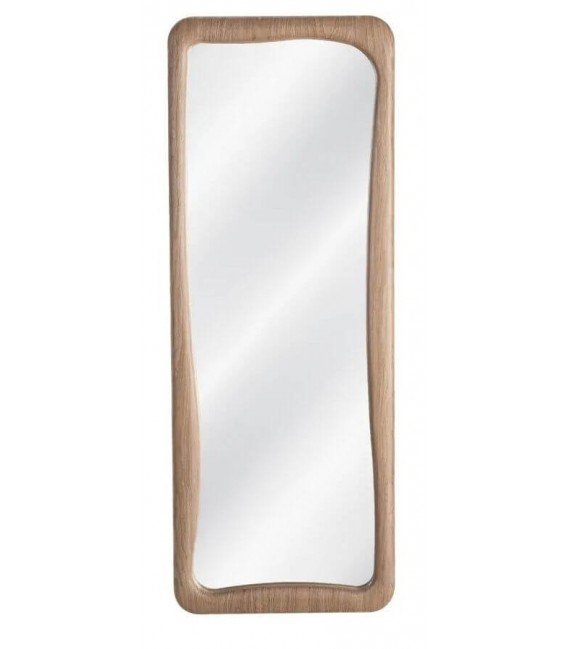 Espejo vestidor de madera natural con marco redondeado estilo boho