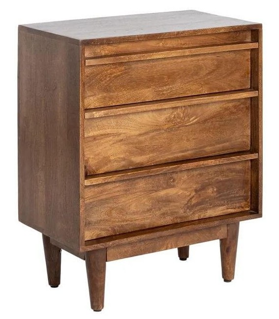 Cómoda pequeña de madera de mango en nogal medio estilo contemporáneo